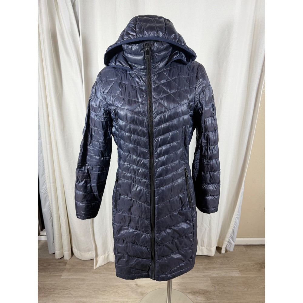 Calvin Klein Womens Packable Premium Down Blend Puffer Jacket Navy Blue Medium